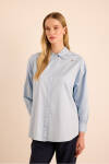Mavi Sırtı Volan Detaylı Cotton Gömlek - 2