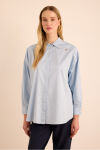 Mavi Sırtı Volan Detaylı Cotton Gömlek - 5