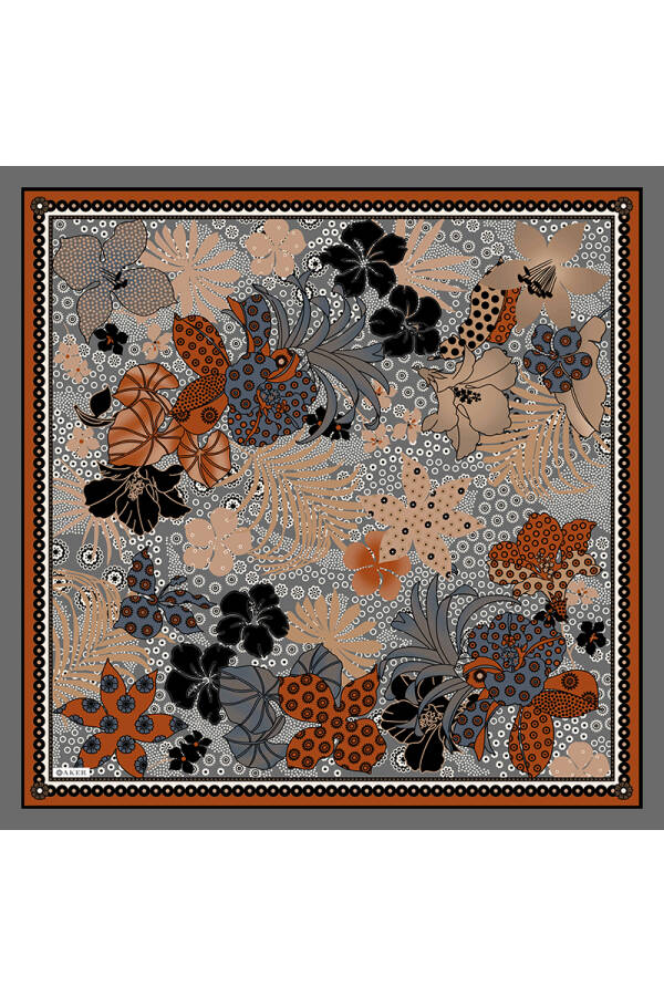 Çiçek Desenli Soft Touch Eşarp - 1
