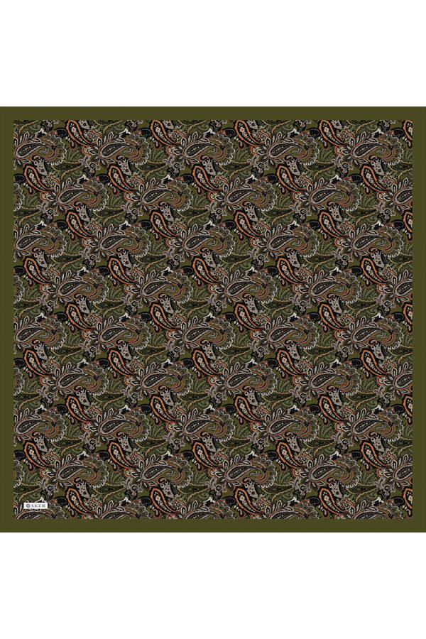 Yeşil Etnik Desenli Soft Touch Eşarp - 1