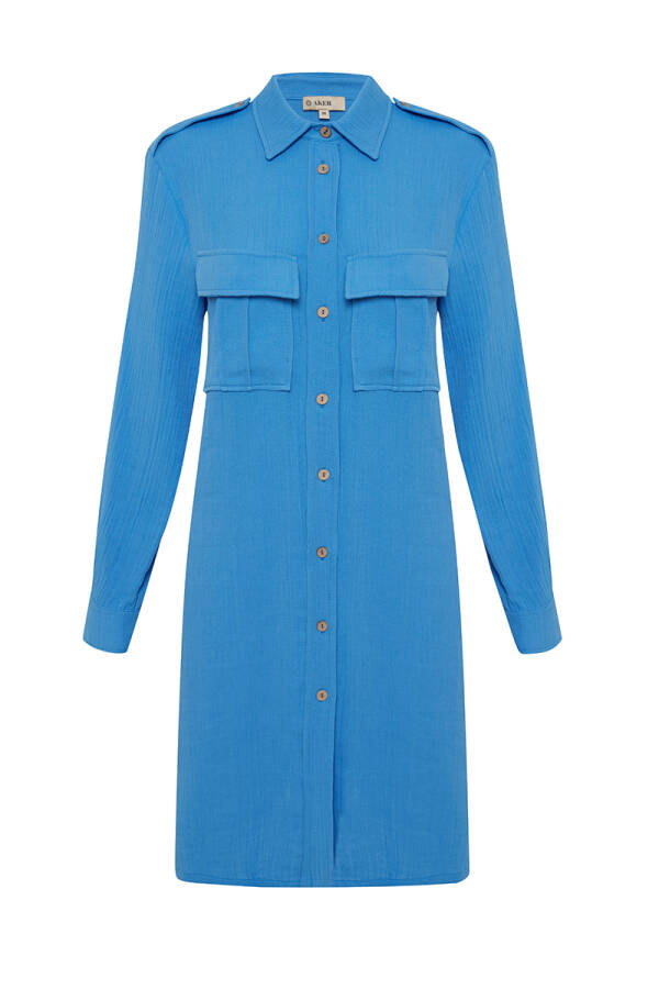 Mavi Spor Cepli Keten Tunik - 1