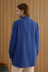 Mavi Yakası Pili ve Boncuk Detaylı Bluz - 5