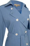 Mavi Yanları Düğme Detaylı Trençkot - 3