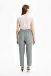 Mint Arka Bel Lastikli Keten Pantolon - 3