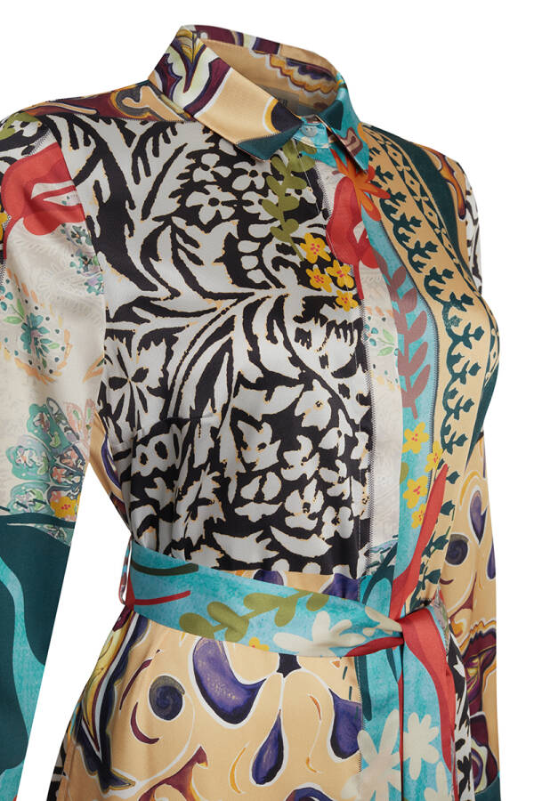 Mint Desenli GömleK Elbise - 2