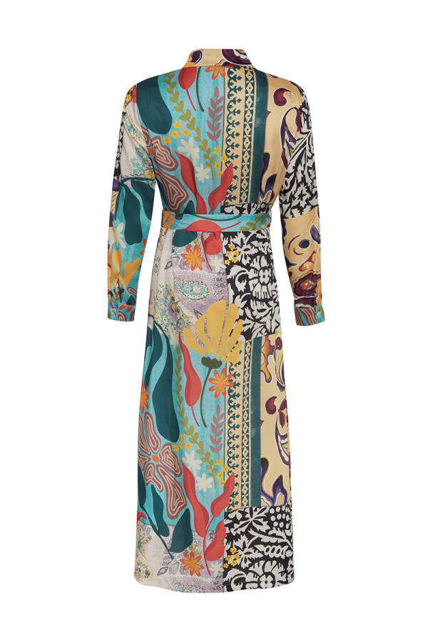 Mint Desenli GömleK Elbise - 3