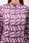 Mor Yakası Büzgülü Bluz - 2