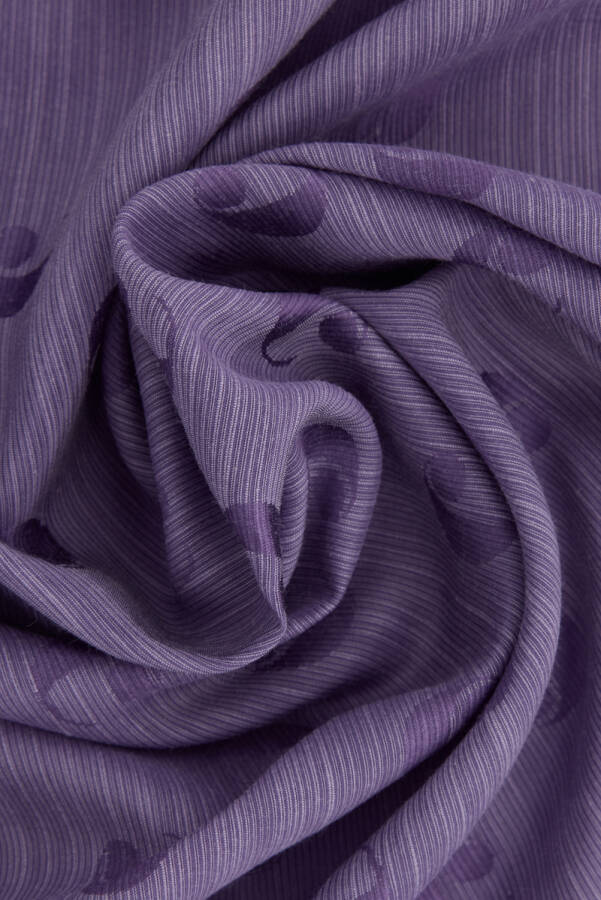 Mor 75X200 B. Logolu İpek Koton Jakar Şal - Cacharel (1)