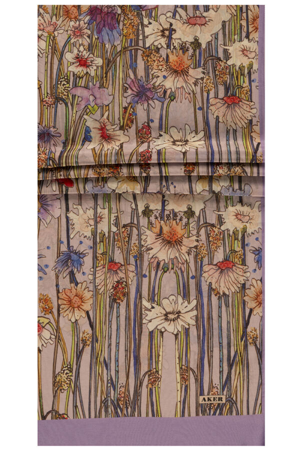 Mor 75X200 İpek Koton Şal - 1