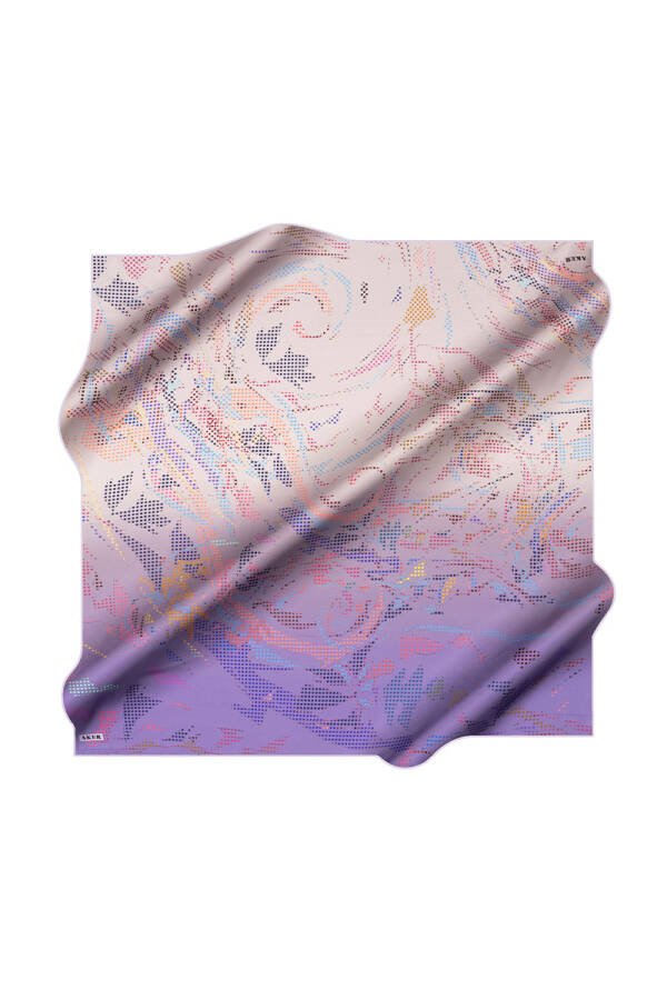 Mor 90X90 İpek Krep Saten Eşarp - 1