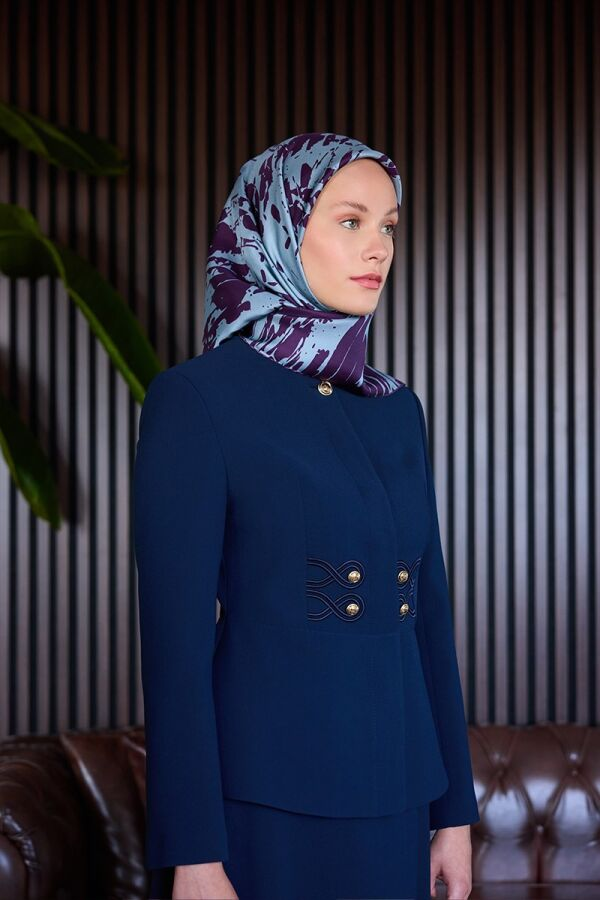 Mor 90X90 İpek Krep Saten Eşarp - Aker