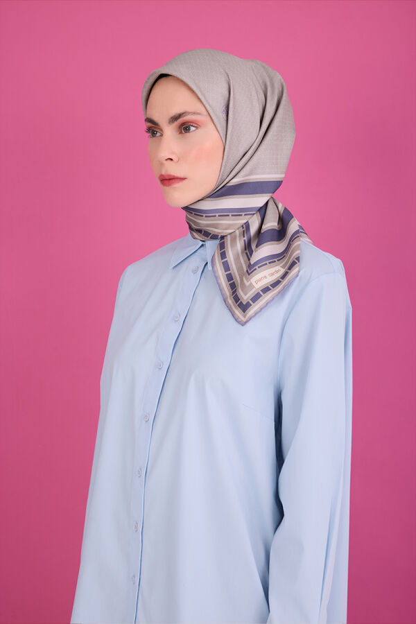 Mor 90X90 İpek Krep Saten Eşarp - Pierre Cardin