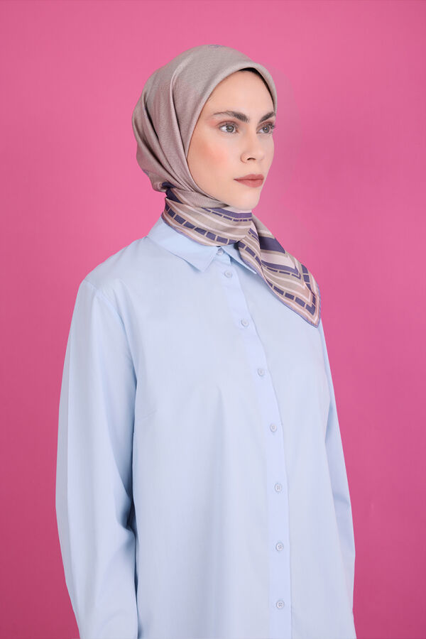Mor 90X90 İpek Krep Saten Eşarp - Pierre Cardin (1)