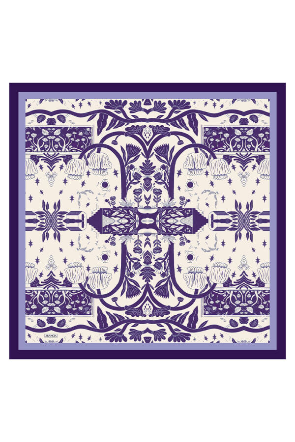 Mor 90X90 İpek Twill Eşarp - 1