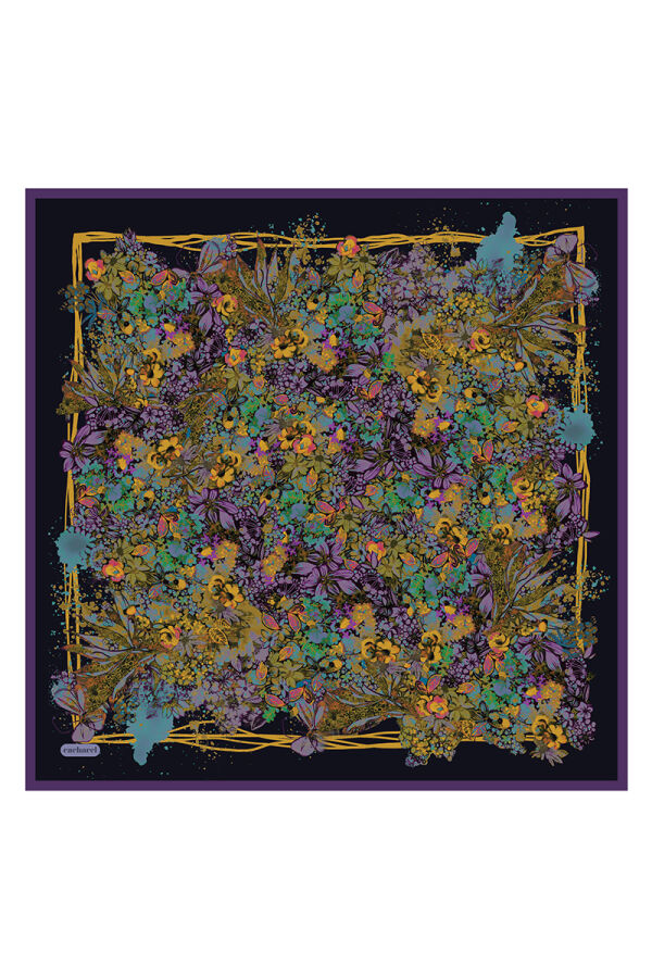 Mor 90X90 İpek Twill Eşarp - Cacharel
