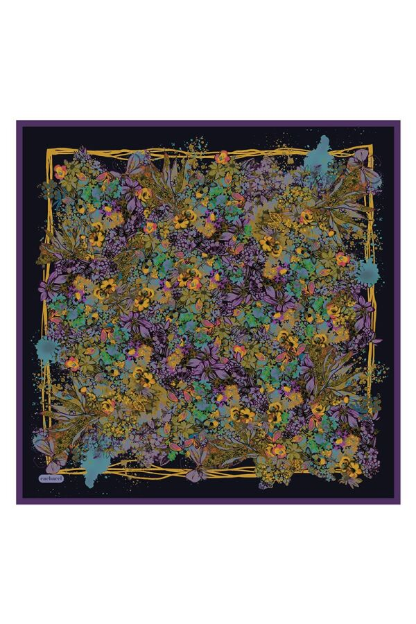 Mor 90X90 İpek Twill Eşarp - 3