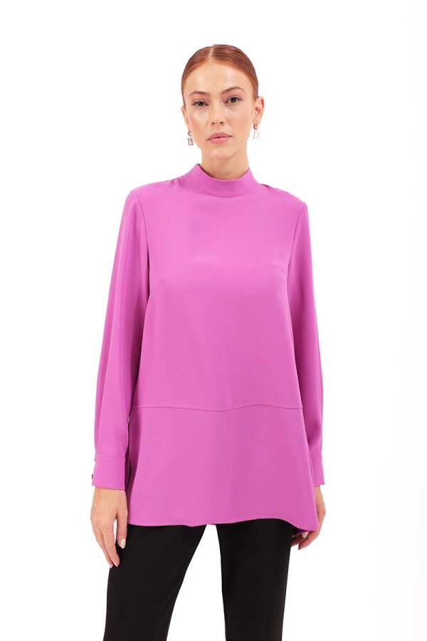 Mor Dik Yaka Bluz - 1