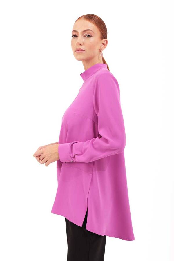 Mor Dik Yaka Bluz - 3