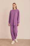 Mor Kup Detaylı Sweatshirt - 2