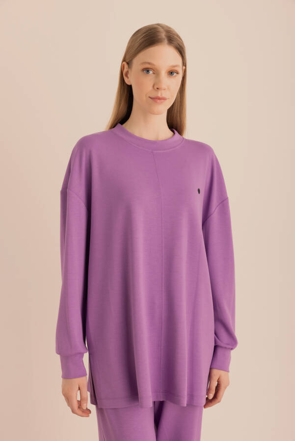 Mor Kup Detaylı Sweatshirt - 6