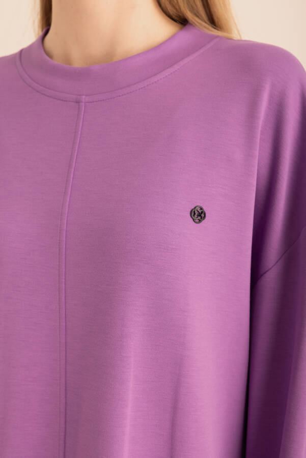 Mor Kup Detaylı Sweatshirt - 3