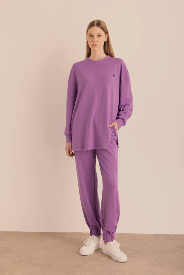 Mor Logo Detaylı Jogger Eşofman Altı - 1