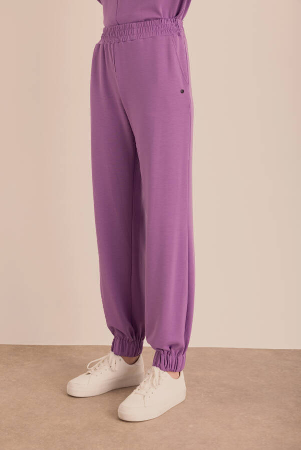 Mor Logo Detaylı Jogger Eşofman Altı - 5
