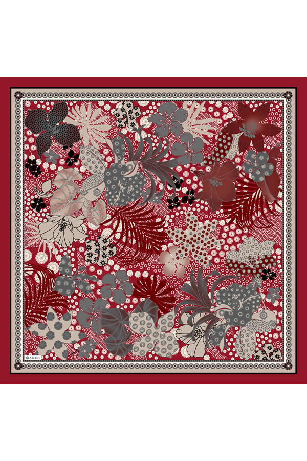 Çiçek Desenli Soft Touch Eşarp - 1