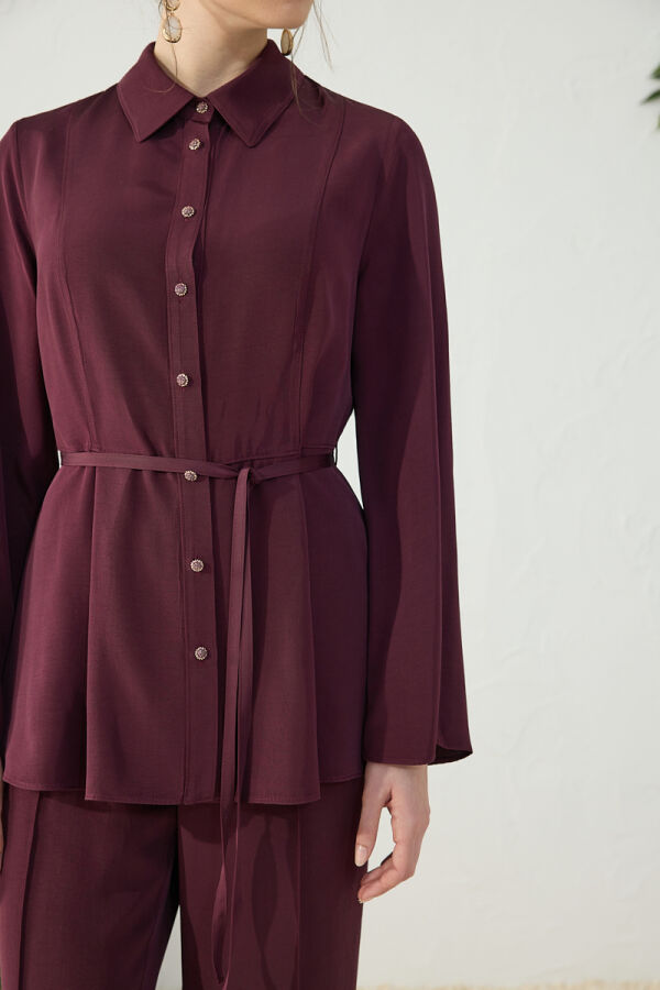 Mürdüm Ayarlanabilir Toka Detaylı Bluz - 6