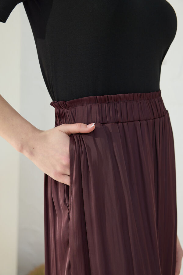 Mürdüm Büzgülü Şalvar Pantolon Etek - 6