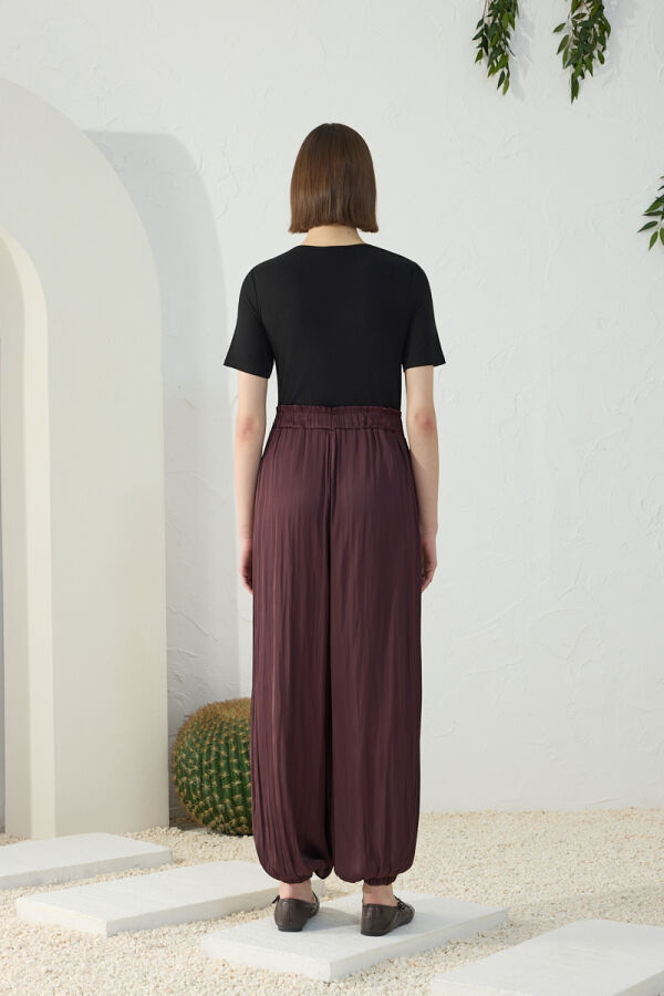 Mürdüm Büzgülü Şalvar Pantolon Etek - 7