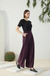 Mürdüm Kemerli Pileli Pantolon Etek - 5