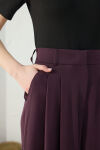 Mürdüm Kemerli Pileli Pantolon Etek - 6