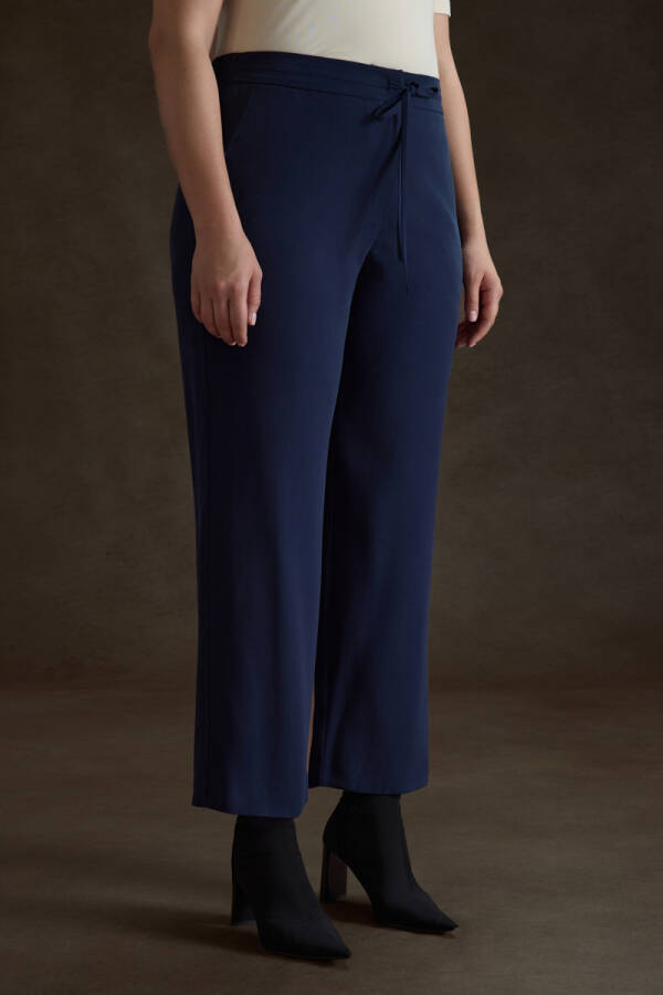 NAVY Beli Bağcıklı Tencel Pantolon - 2