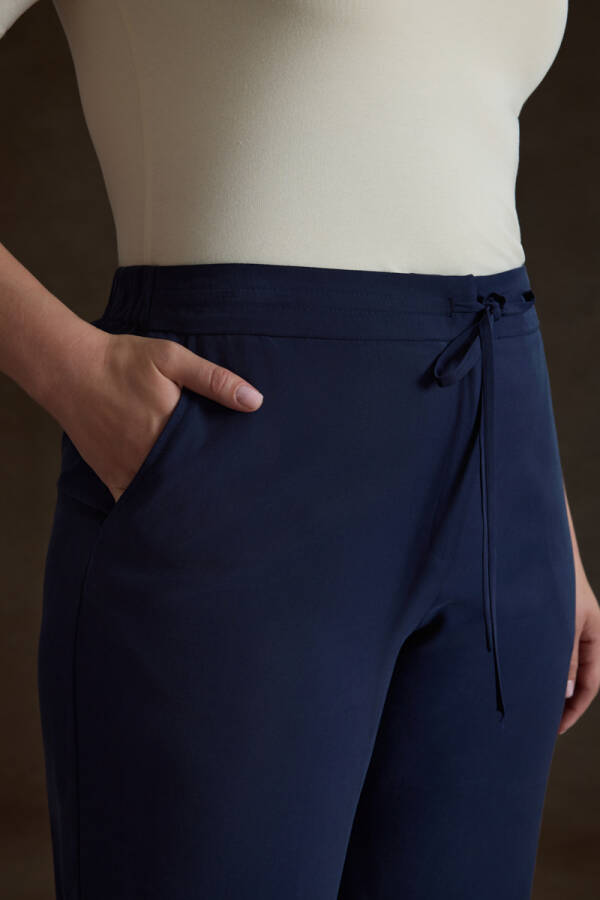 NAVY Beli Bağcıklı Tencel Pantolon - 4