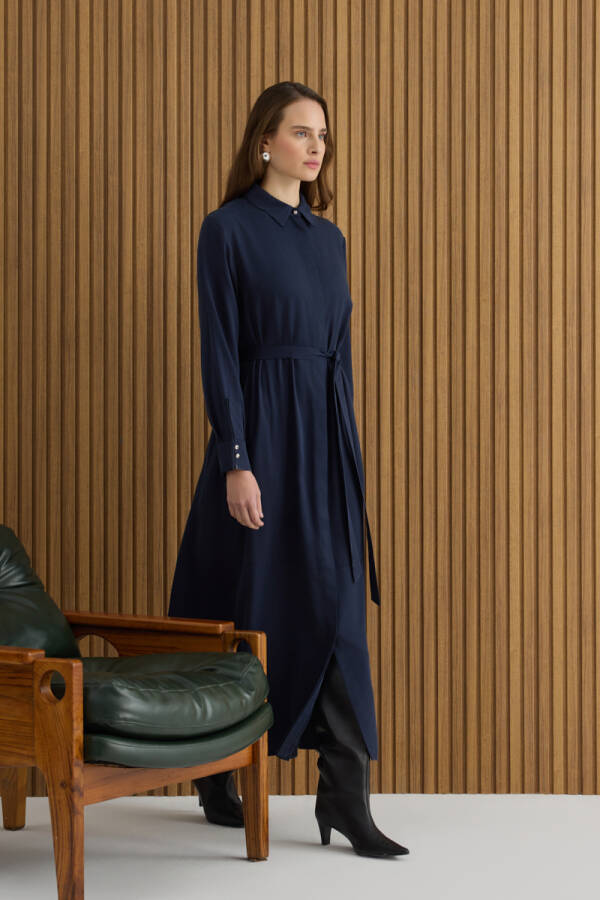 NAVY Tencel Elbise - Aker (1)