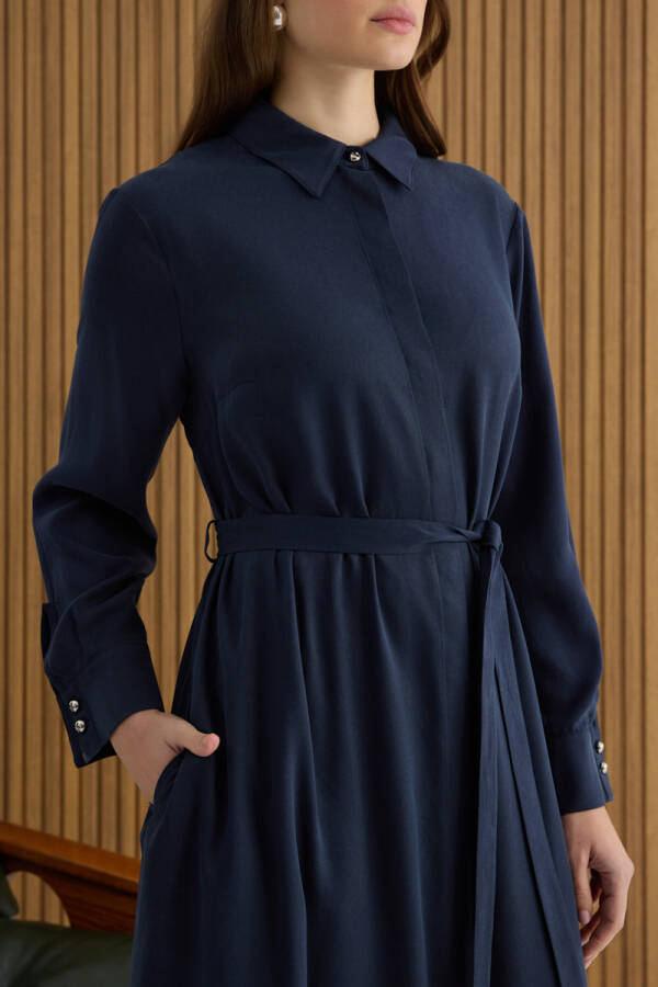 NAVY Tencel Elbise - 5