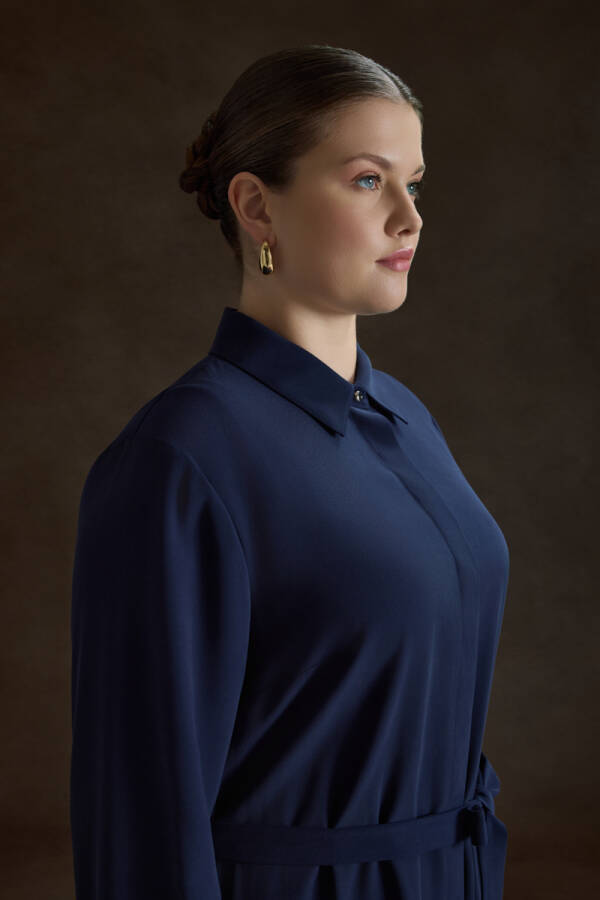 NAVY Tencel Elbise - 5