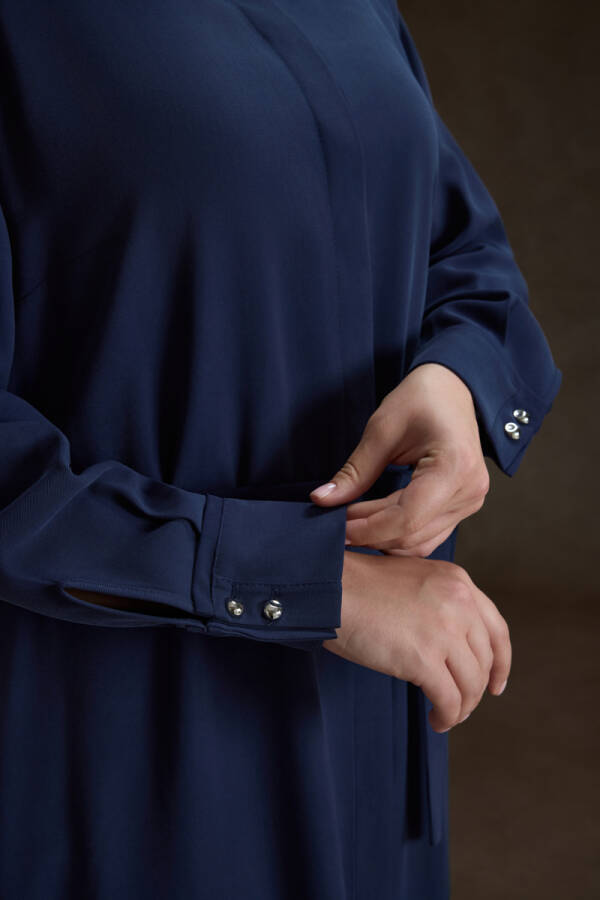 NAVY Tencel Elbise - 6