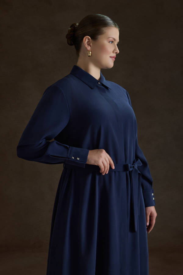 NAVY Tencel Elbise - 1