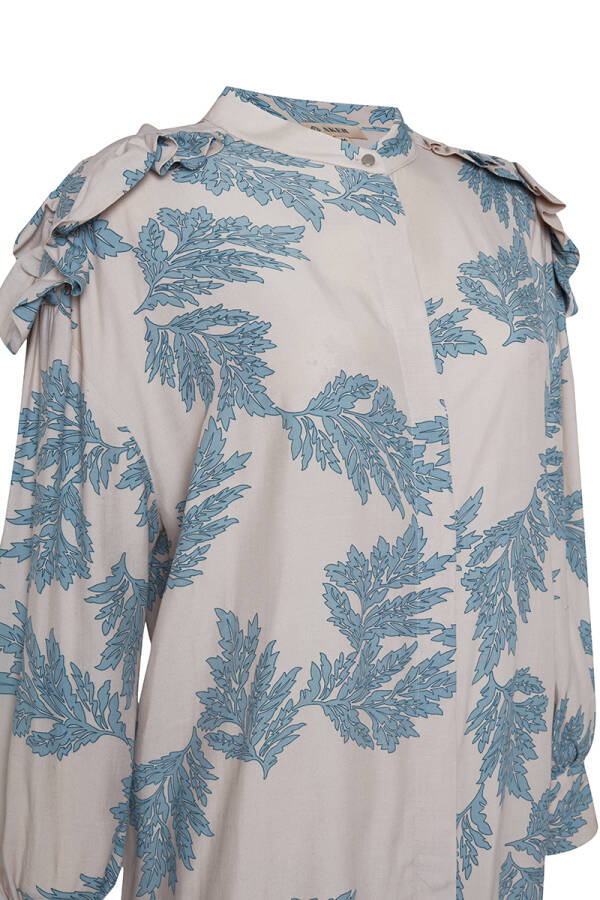 Turkuaz Omuzları Fırfır Detaylı Tunik - 2