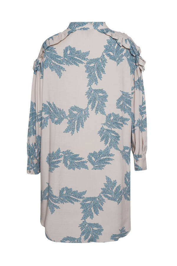 Turkuaz Omuzları Fırfır Detaylı Tunik - 3