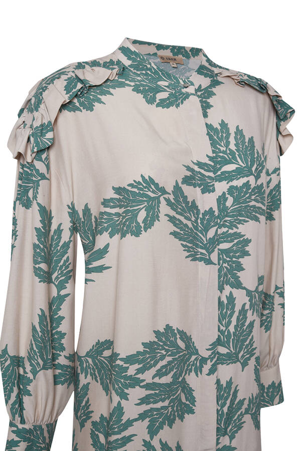 Yeşil Omuzları Fırfır Detaylı Tunik - 2