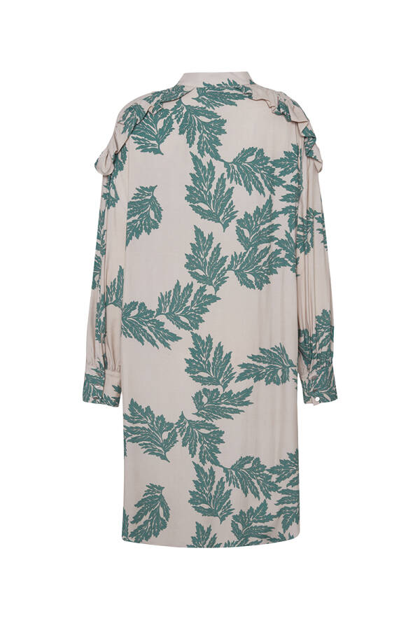 Yeşil Omuzları Fırfır Detaylı Tunik - 3