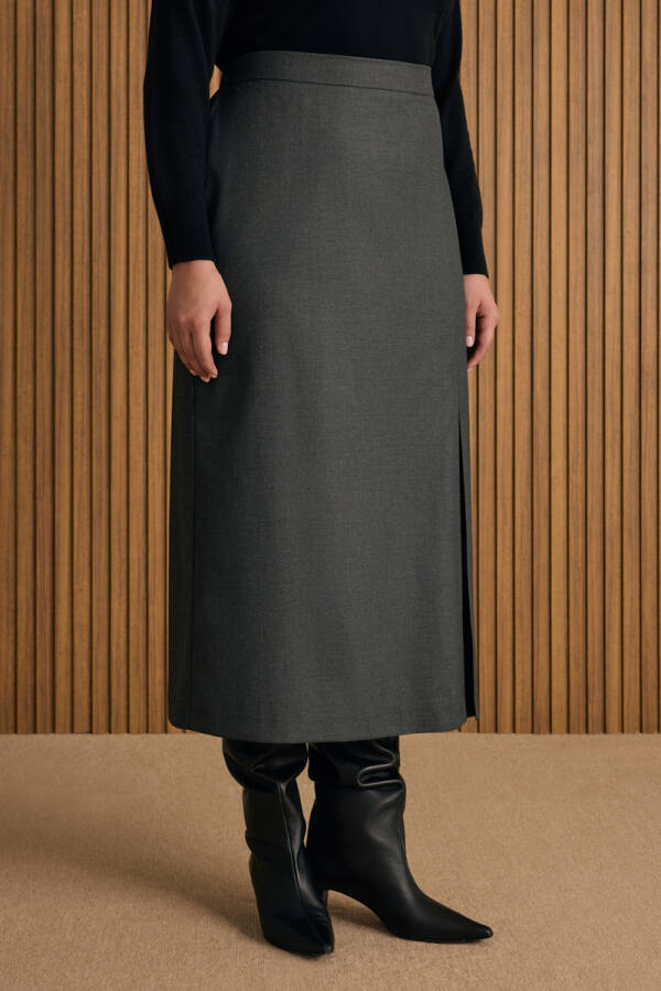 Önü Pilikaşe Yırtmaç Detaylı Etek - 3