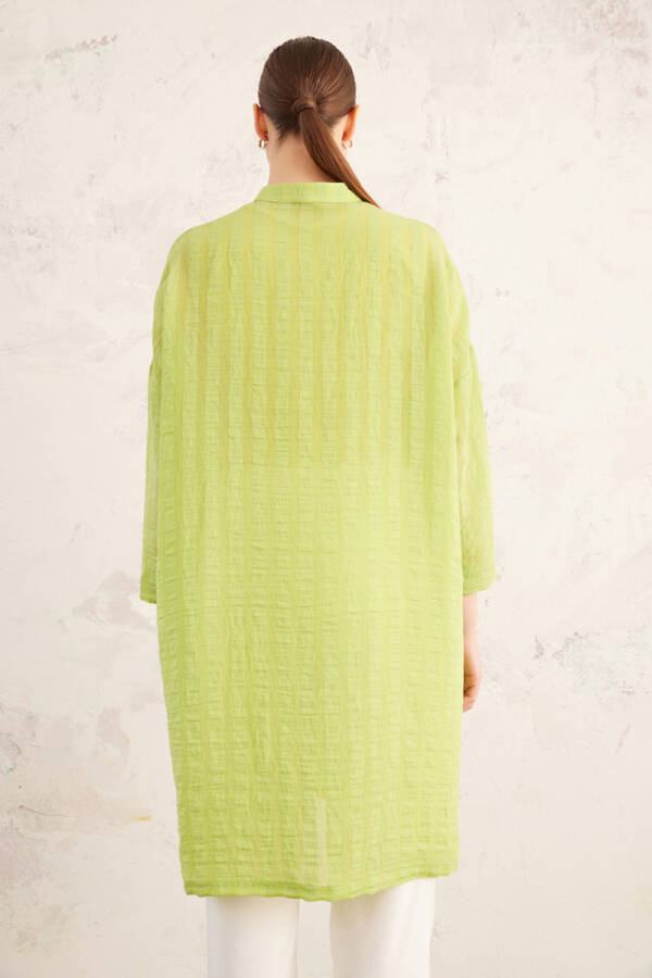 Yeşil Patı Çiçek İşlemeli Tunik - 6