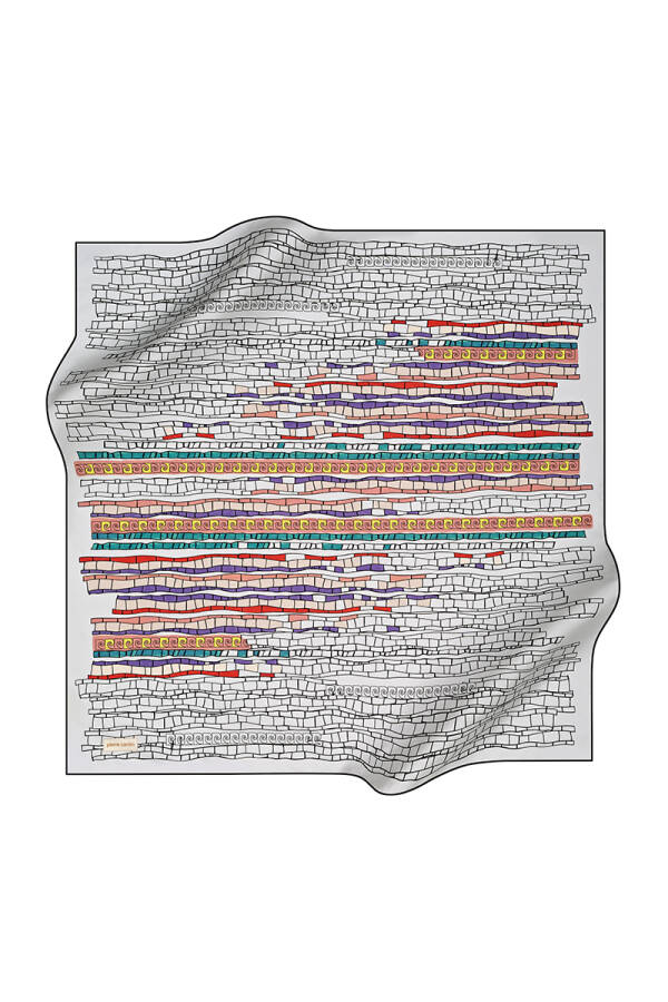 Geometrik Desenli 90X90 Pierre Cardin Krep Saten Eşarp - 1