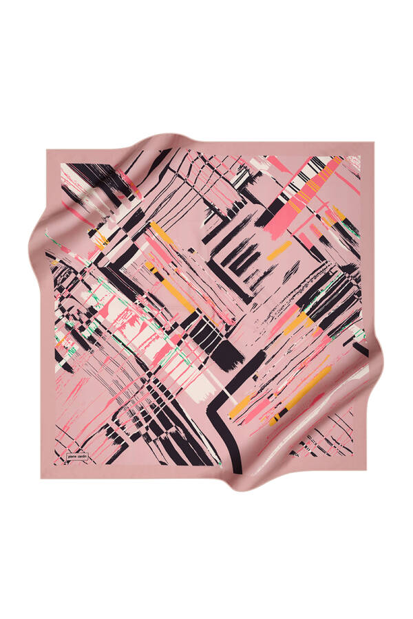 Geometrik Desenli 90X90 Polyester Twill Eşarp - 1