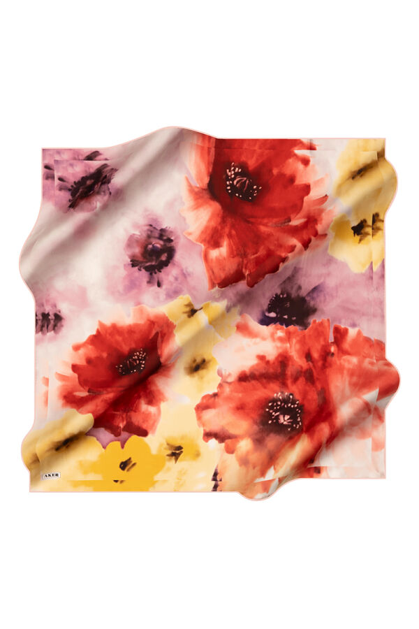 Pembe 90X90 İpek Koton Eşarp - Aker