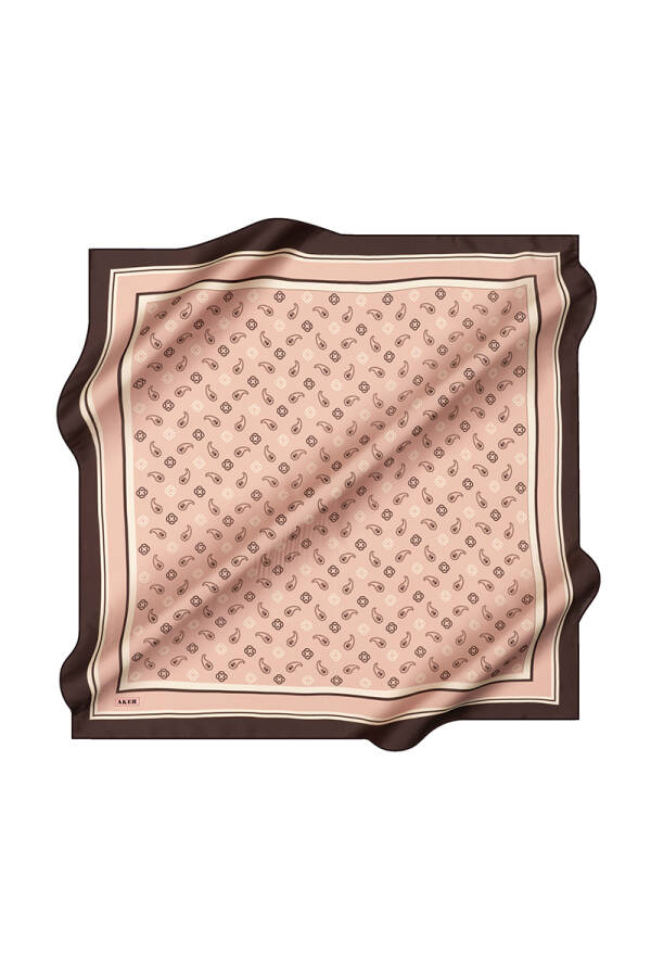 Pembe 90X90 İpek Krep Saten Eşarp - 2